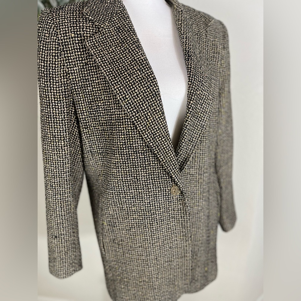 Town & Travel Vintage Coat Size Large Made In USA  Sparkle Tweed Silk Lining